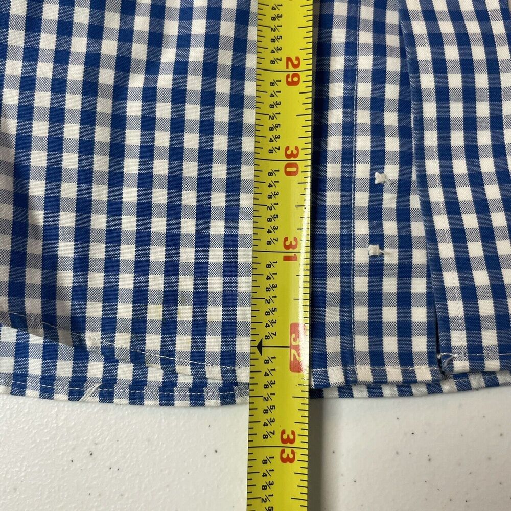 LL Bean Shirt Men 16 33 Blue Long Sleeve Gingham Check Wrinkle Free Slightly Fit - Picture 9 of 9